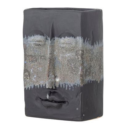 Bloomingville Nasru Vase, Schwarz, Steingut