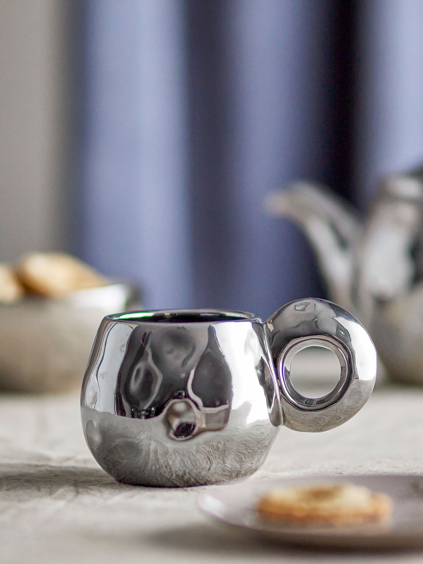 Bloomingville Shine Tasse, Silber, Steingut