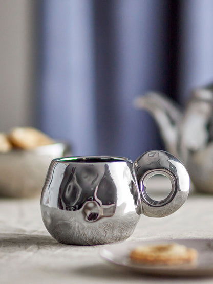Bloomingville Shine Tasse, Silber, Steingut
