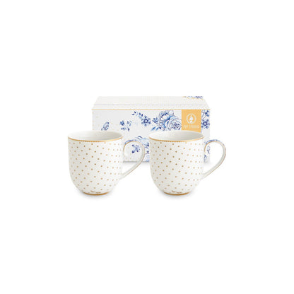 Set/2 Mugs Small Royal White