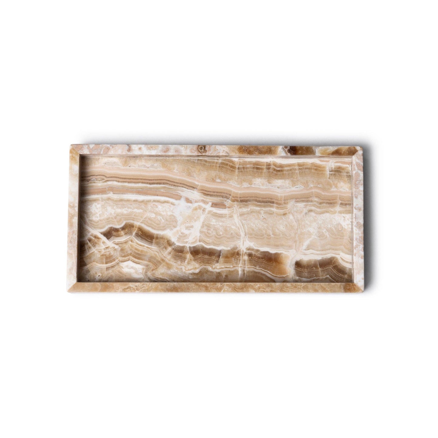 Marmor-Tablett mit Rand aus Sandelholz-Onyx