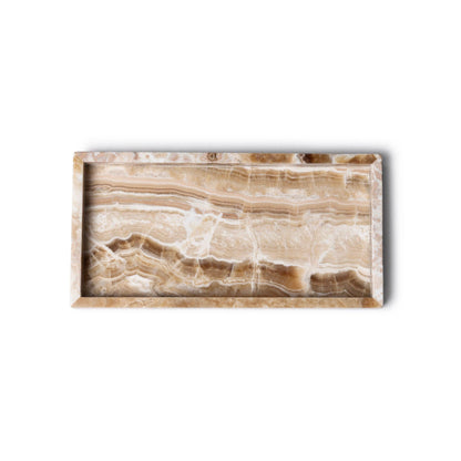 Marmor-Tablett mit Rand aus Sandelholz-Onyx