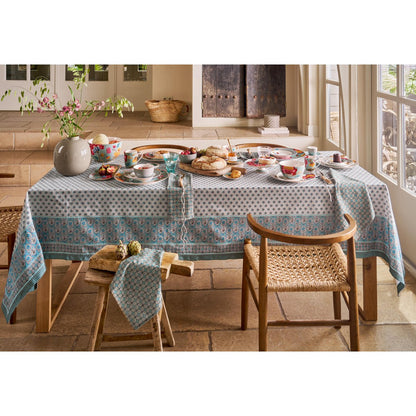 Table Cloth Blooming Tales Khaki-Blue 150x300cm