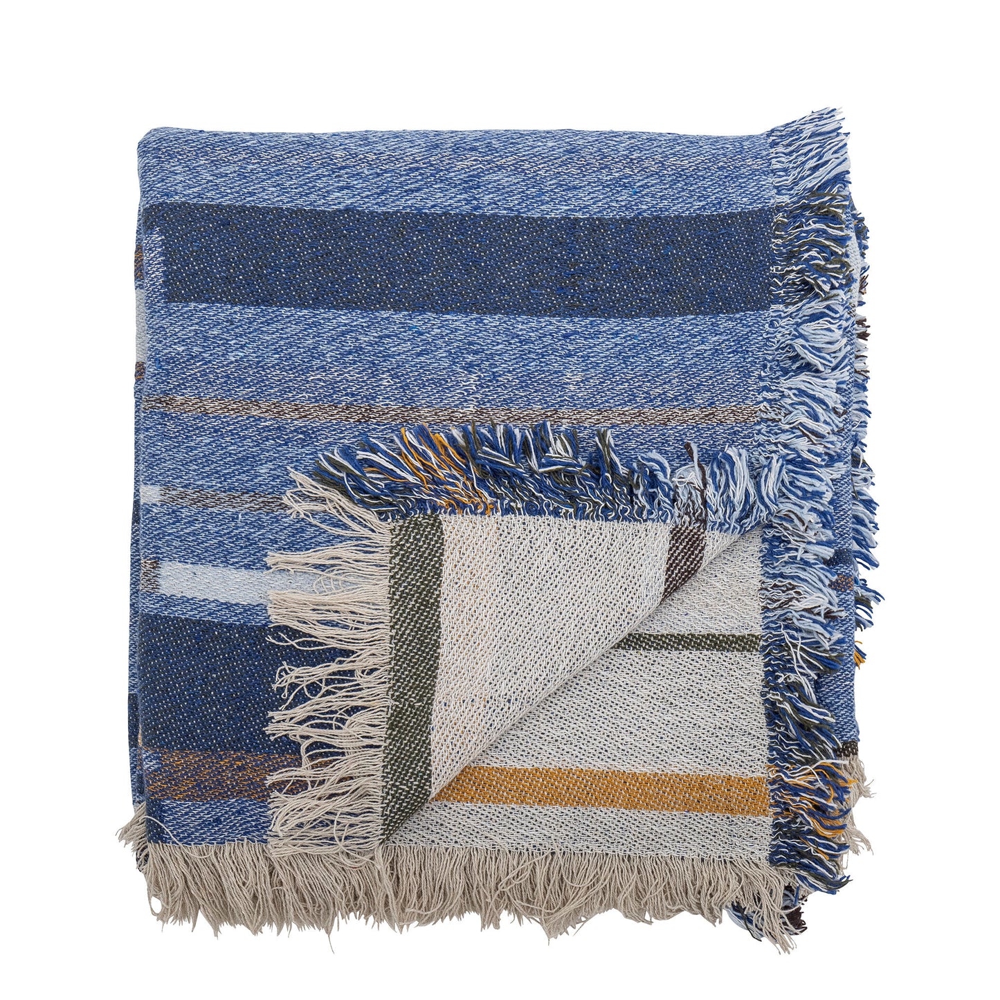 Bloomingville Toscana Decke, Blue, Recycelte Baumwolle
