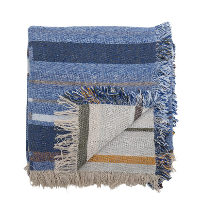Bloomingville Toscana Decke, Blue, Recycelte Baumwolle