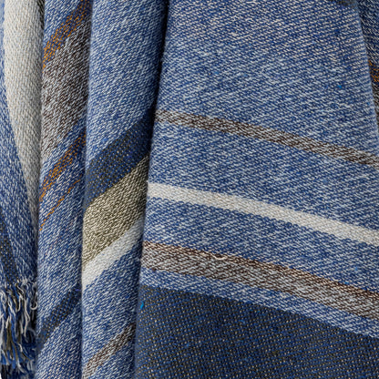 Bloomingville Toscana Decke, Blue, Recycelte Baumwolle