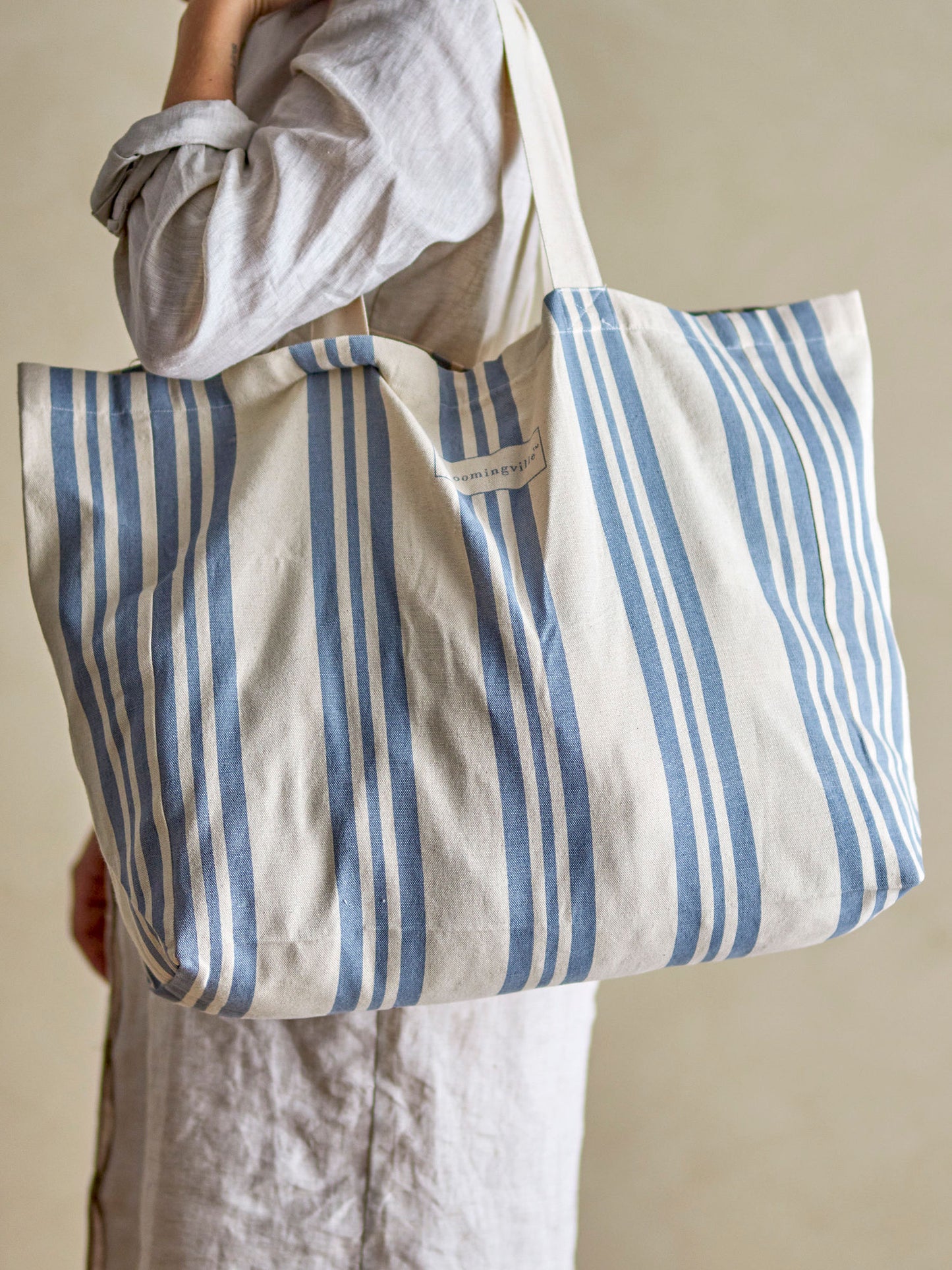 Bloomingville Trina Einkaufstasche, Blau, Baumwolle OEKO-TEX®