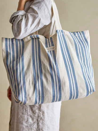 Bloomingville Trina Einkaufstasche, Blau, Baumwolle OEKO-TEX®