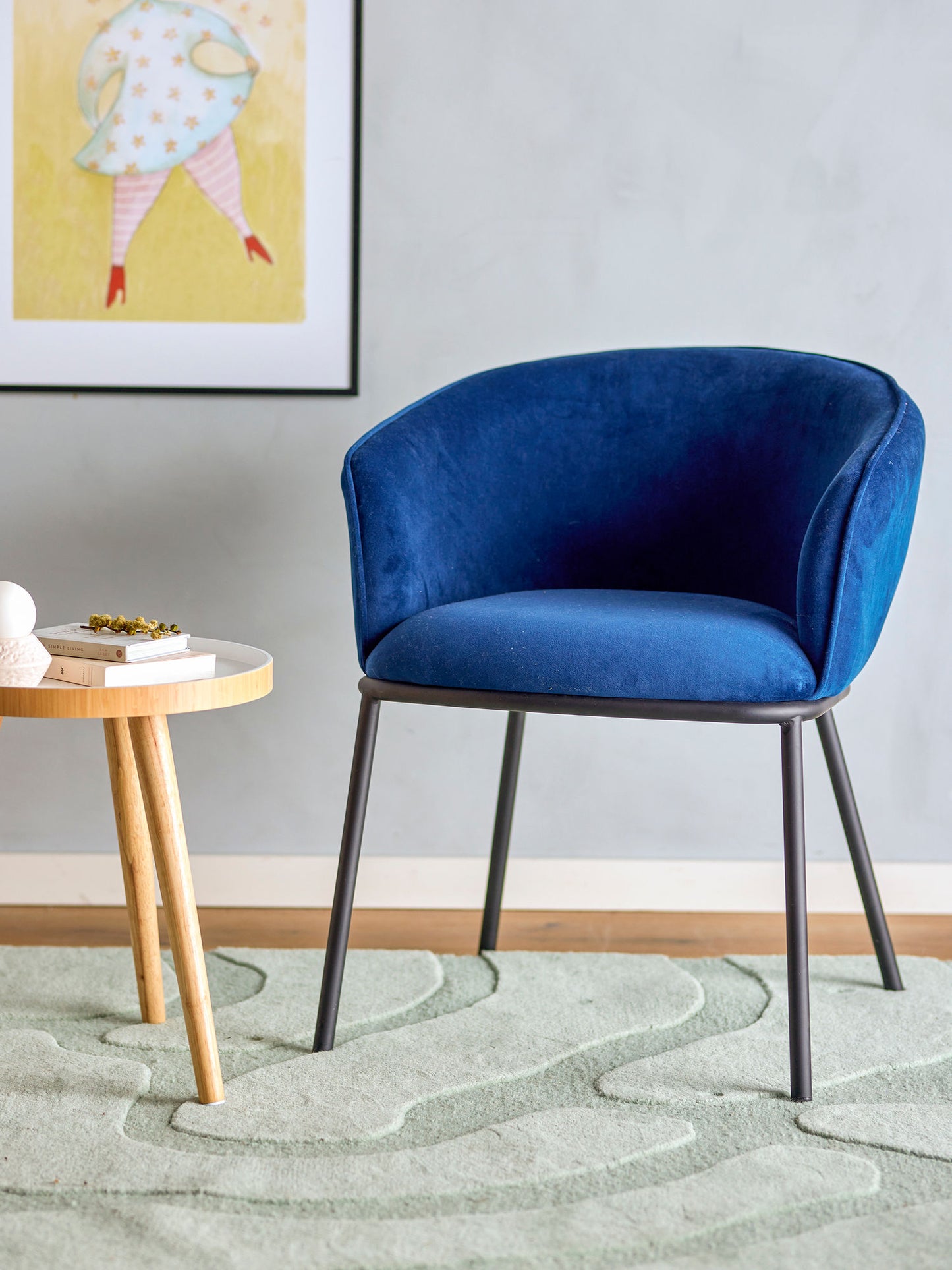 Bloomingville Cortone Esszimmerstuhl, Blue, Recyceltes Polyester