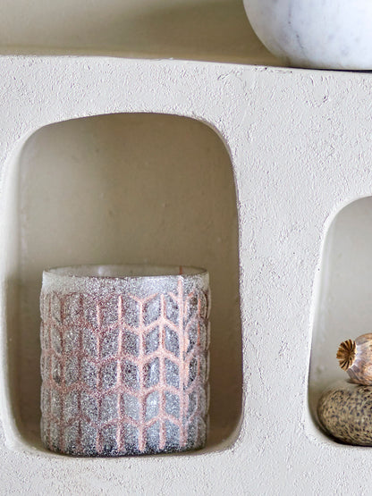 Bloomingville Esther Teelichthalter, Rose, Recyceltes Glas