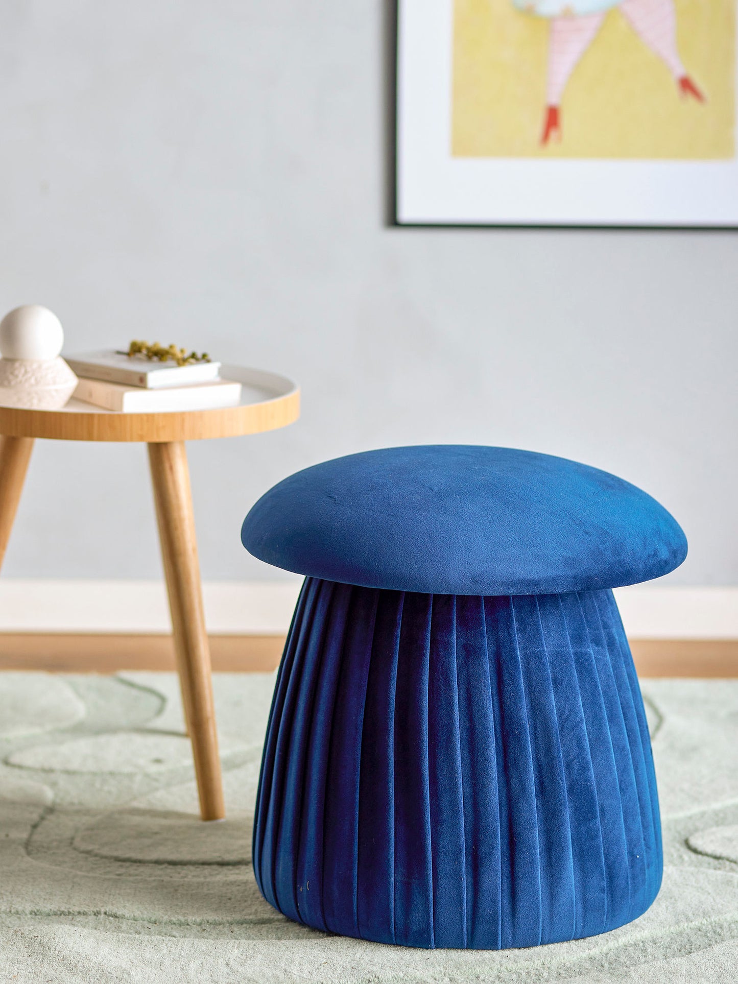 Bloomingville Roberta Pouf, Blue, Recyceltes Polyester