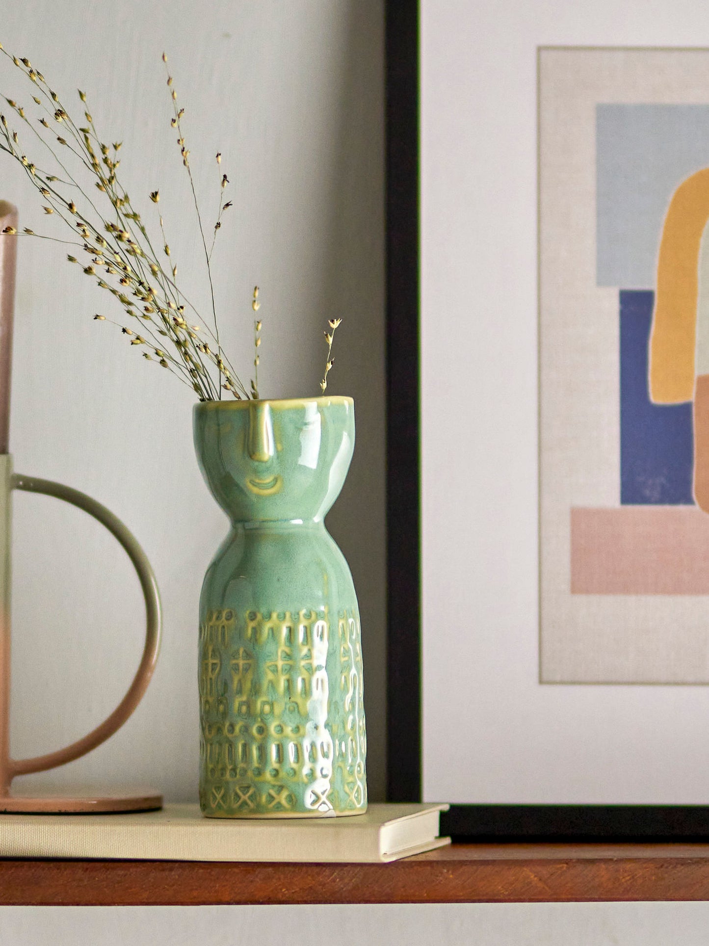 Bloomingville Embla Vase, Grün, Steingut