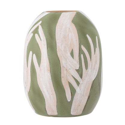 Bloomingville Adalena Deko-Vase, Grün, Steingut