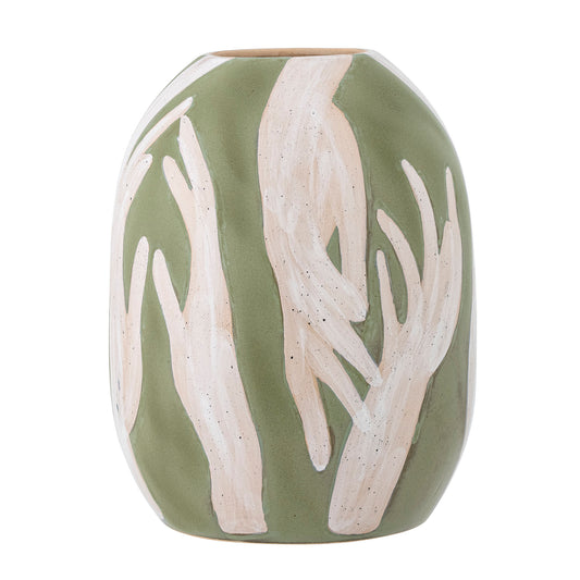 Bloomingville Adalena Deko-Vase, Grün, Steingut