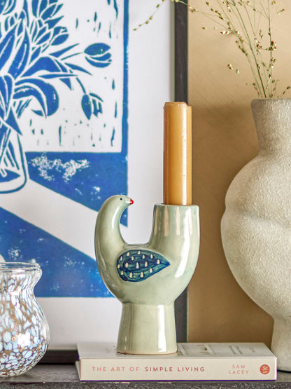 Bloomingville Trudy Kerzenhalter, Blau, Steingut