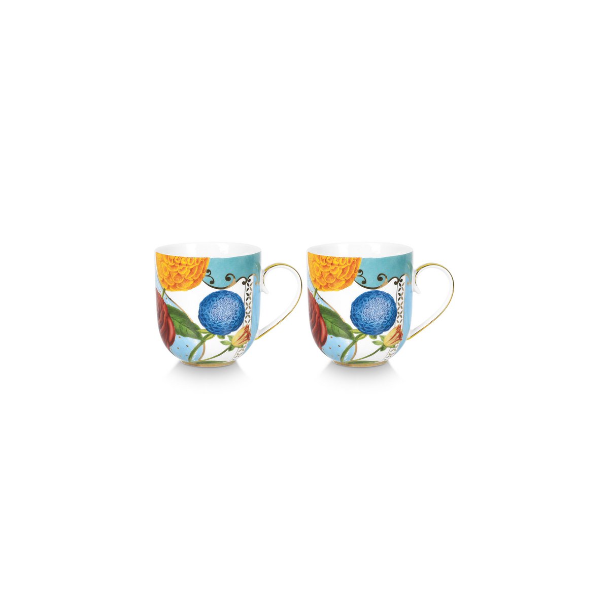 Set/2 Mugs Small Royal Flowers