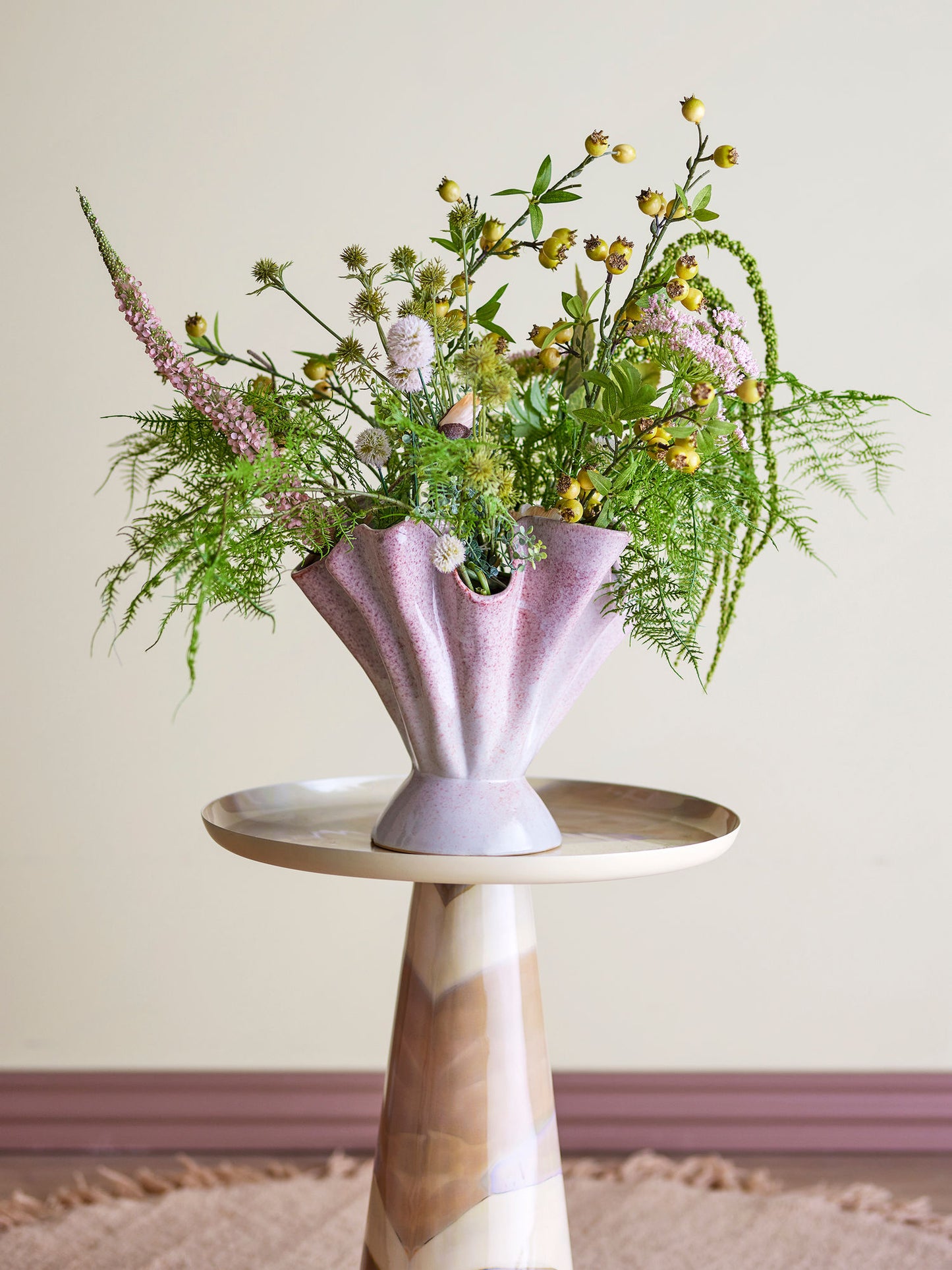 Bloomingville Plier Vase, Rose, Steingut