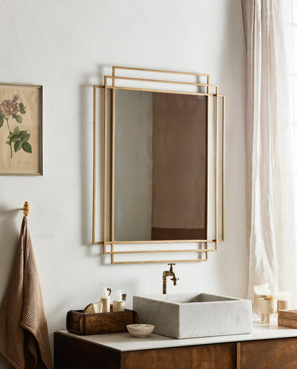 Nordal A/S SQUARE mirror - brass finish