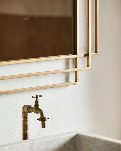 Nordal A/S SQUARE mirror - brass finish