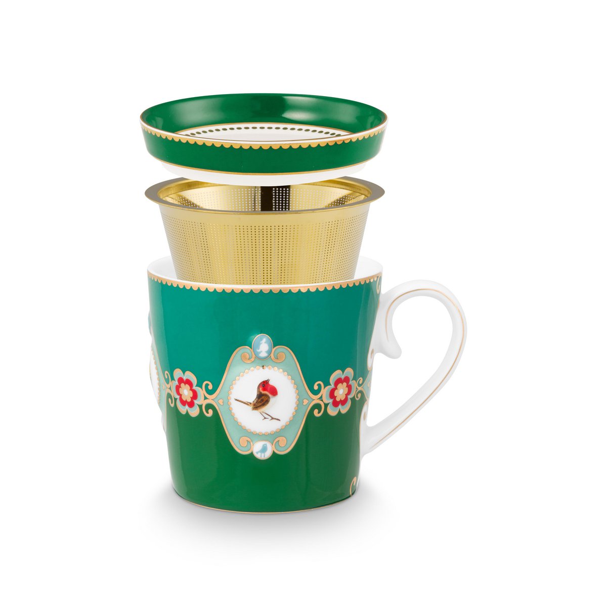 PIP Studio Teetasse Tea for One Love Birds Medallion Emerald-Green