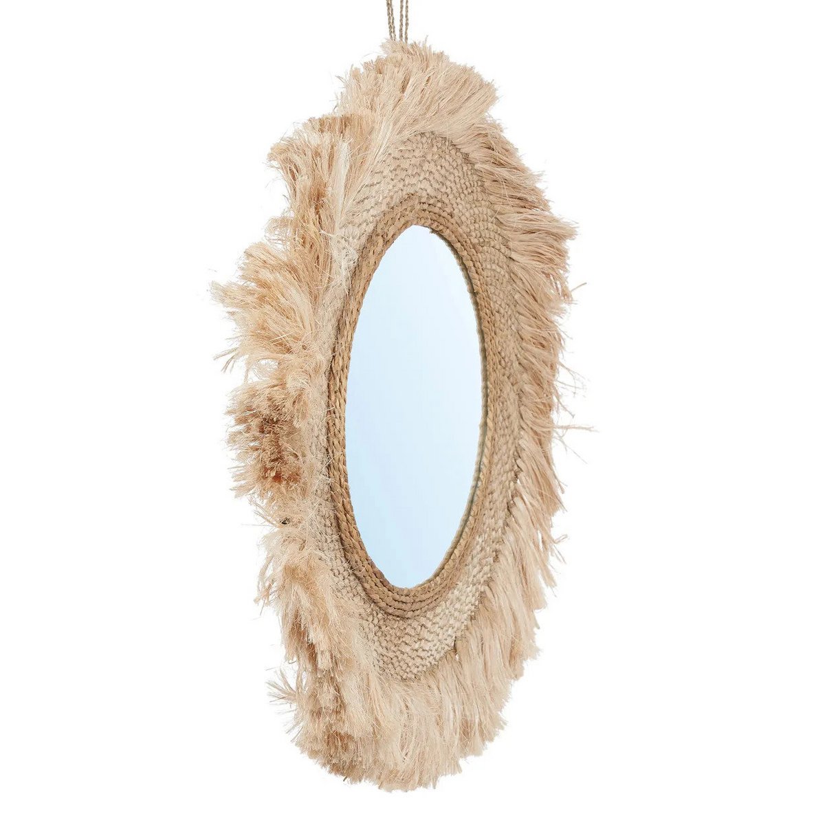 Capri Spiegel rund mit Rattan, Natur - L