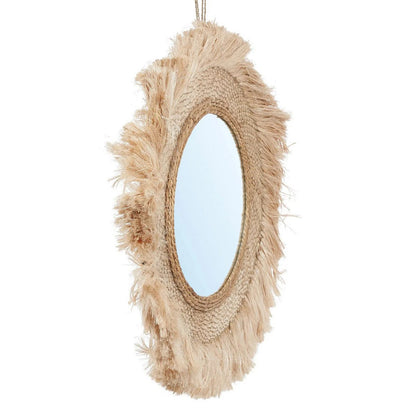 Capri Spiegel rund mit Rattan, Natur - L