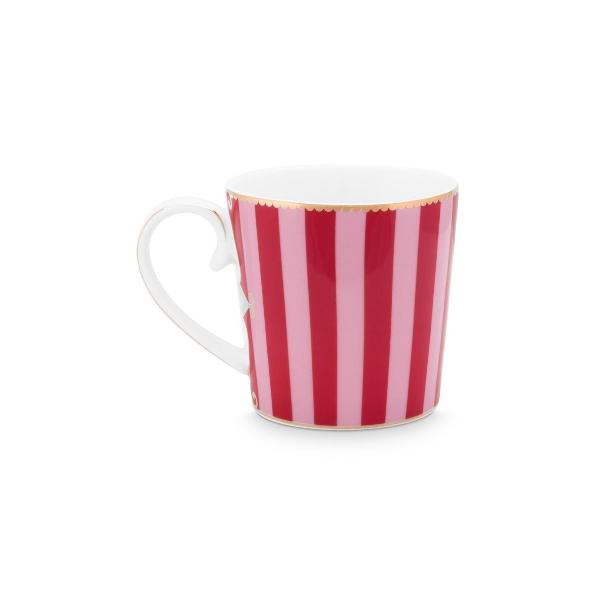 2er Set Mugs Large Love Birds Medallion Stripes Red-Pink