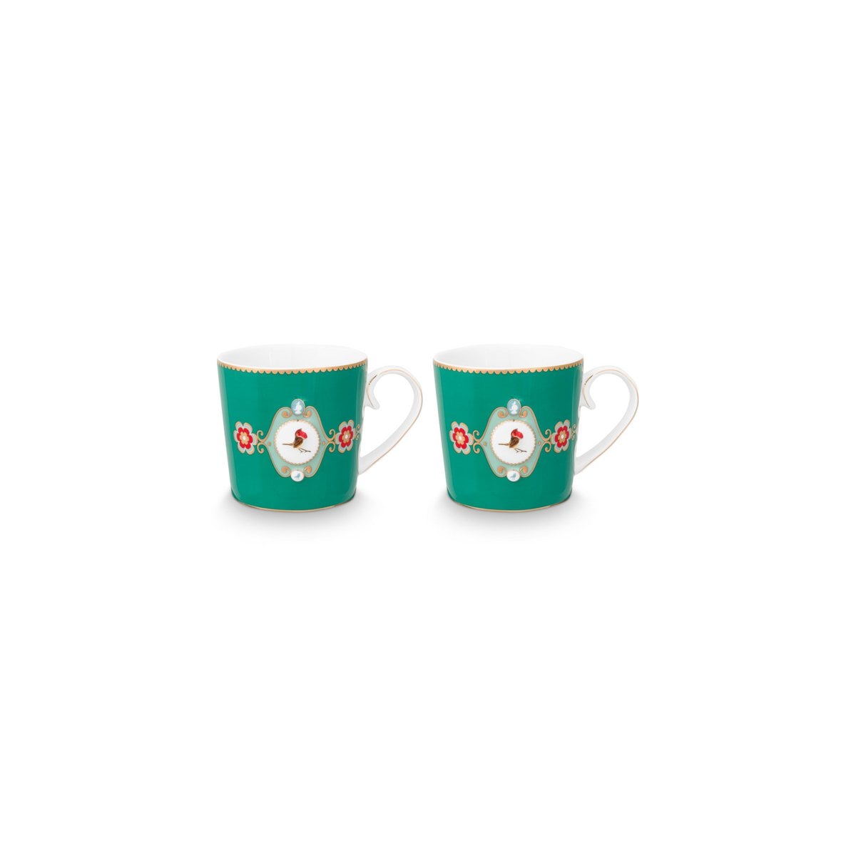 PIP Studio 2er Set Tassen Small Love Birds Emerald