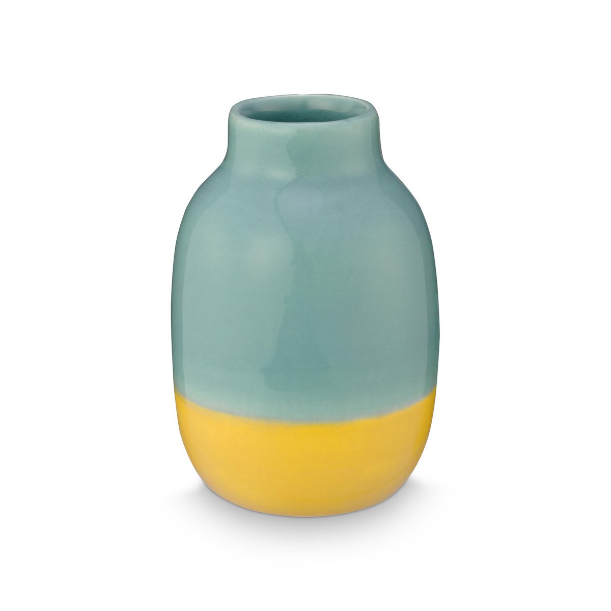 Set of Vases Ceramic Light Blue-Yellow Small