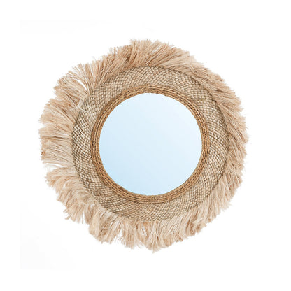 Capri Spiegel rund mit Rattan, Natur - L