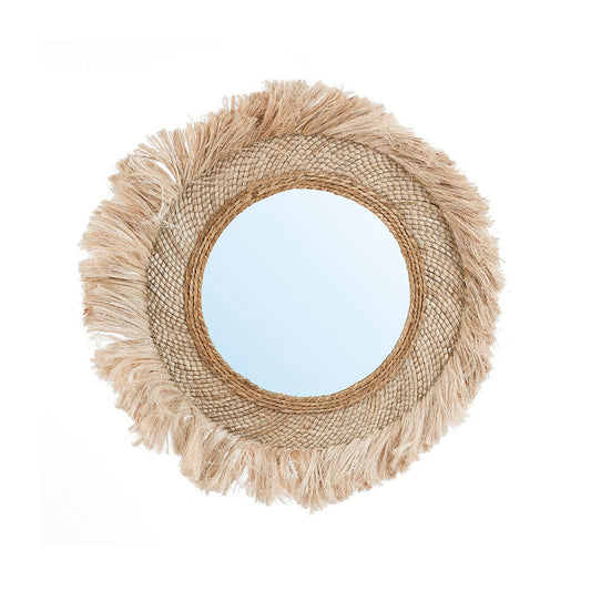 Capri Spiegel rund mit Rattan, Natur - L