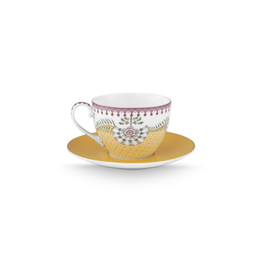 Pip Studio Tasse und Untertasse Lily&Lotus Tiles Yellow