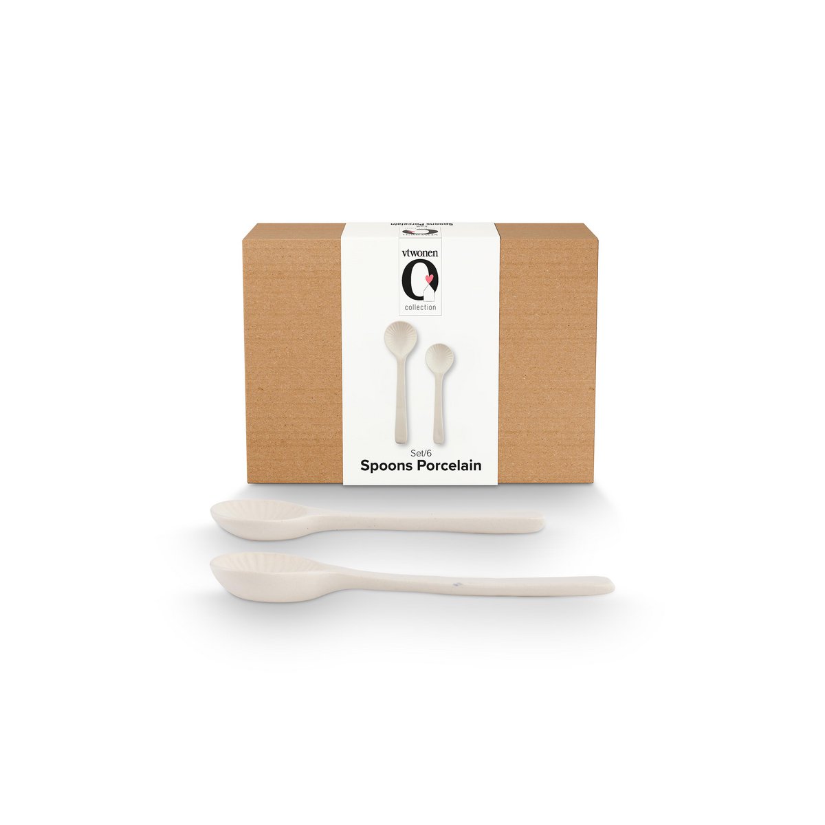 Salatbesteck aus Keramik in offwhite