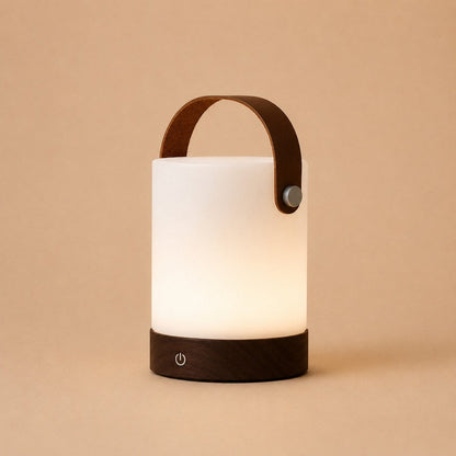 Avery Dunkelbraune wiederaufladbare Tischlampe aus Holz