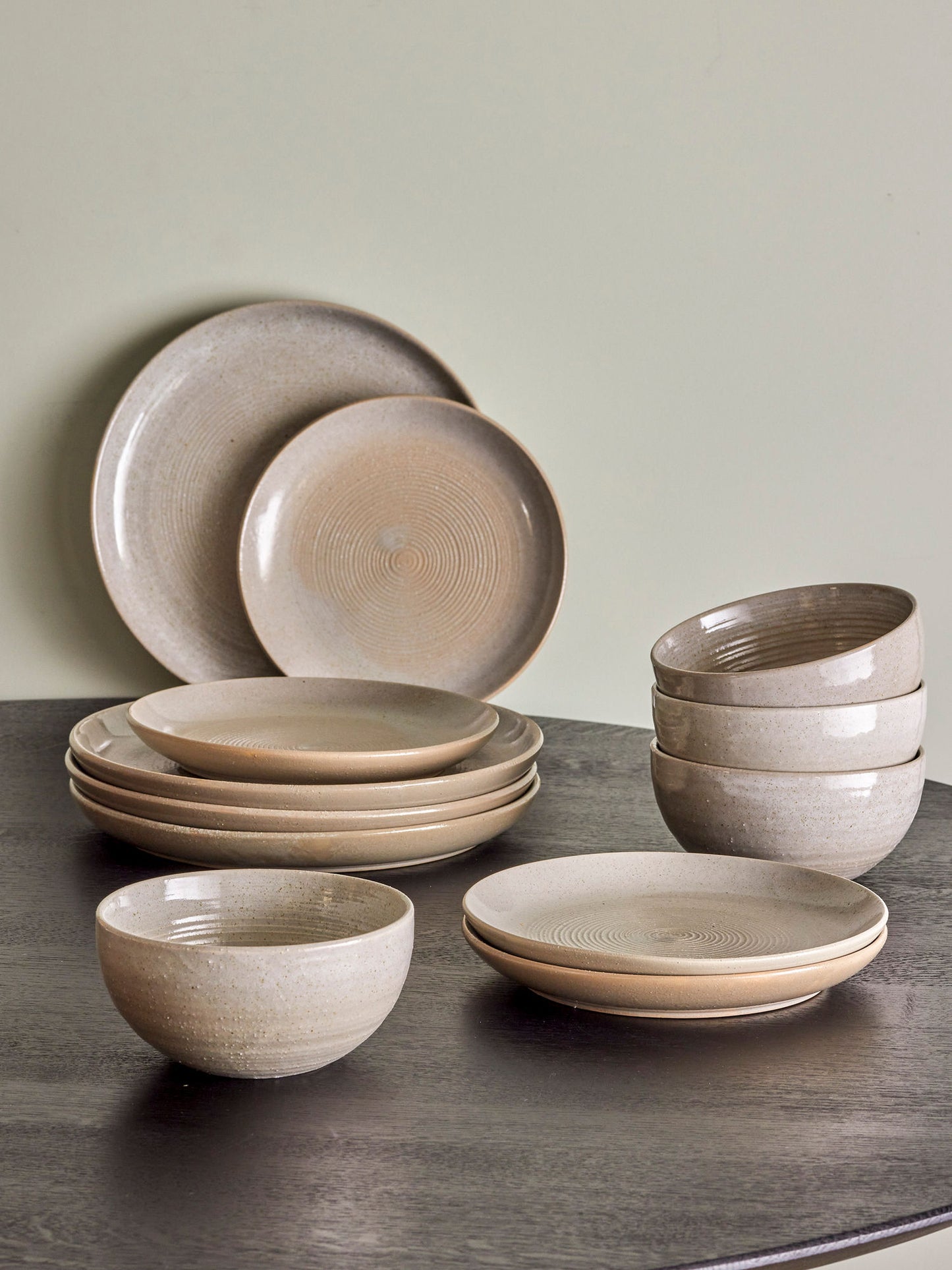 Bloomingville Taupe Geschirrset, Grau, Steingut