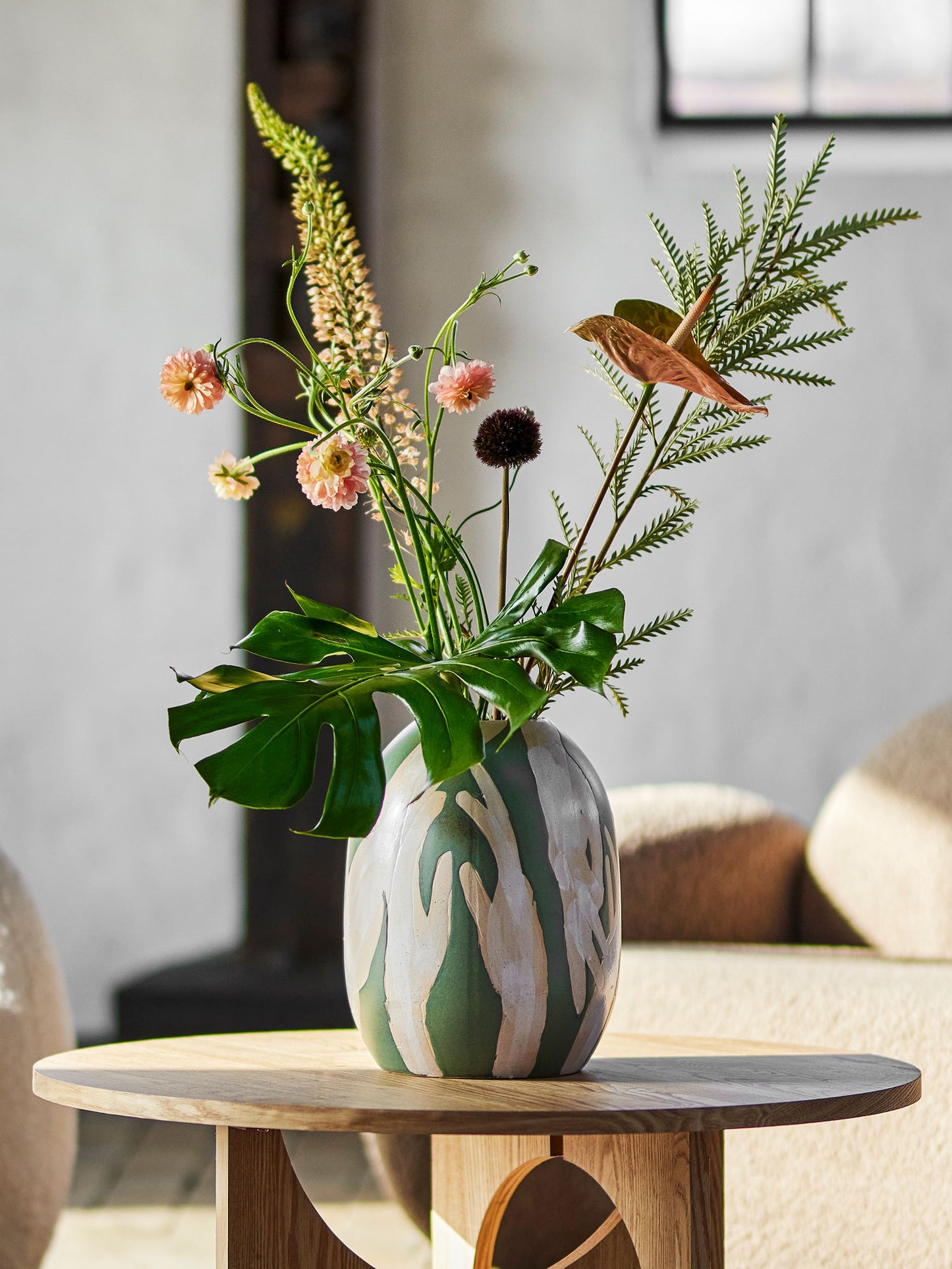 Bloomingville Adalena Deko-Vase, Grün, Steingut