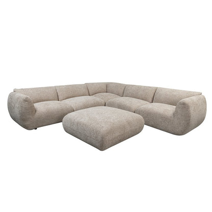Sofa Amsterdam 6-Sitzer Ecksofa + Ottomane Sofa Latte