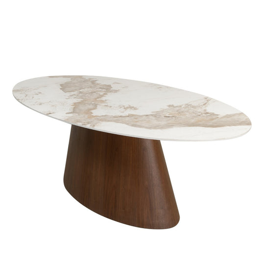 Ellipse Esstisch aus Keramik und Marmor