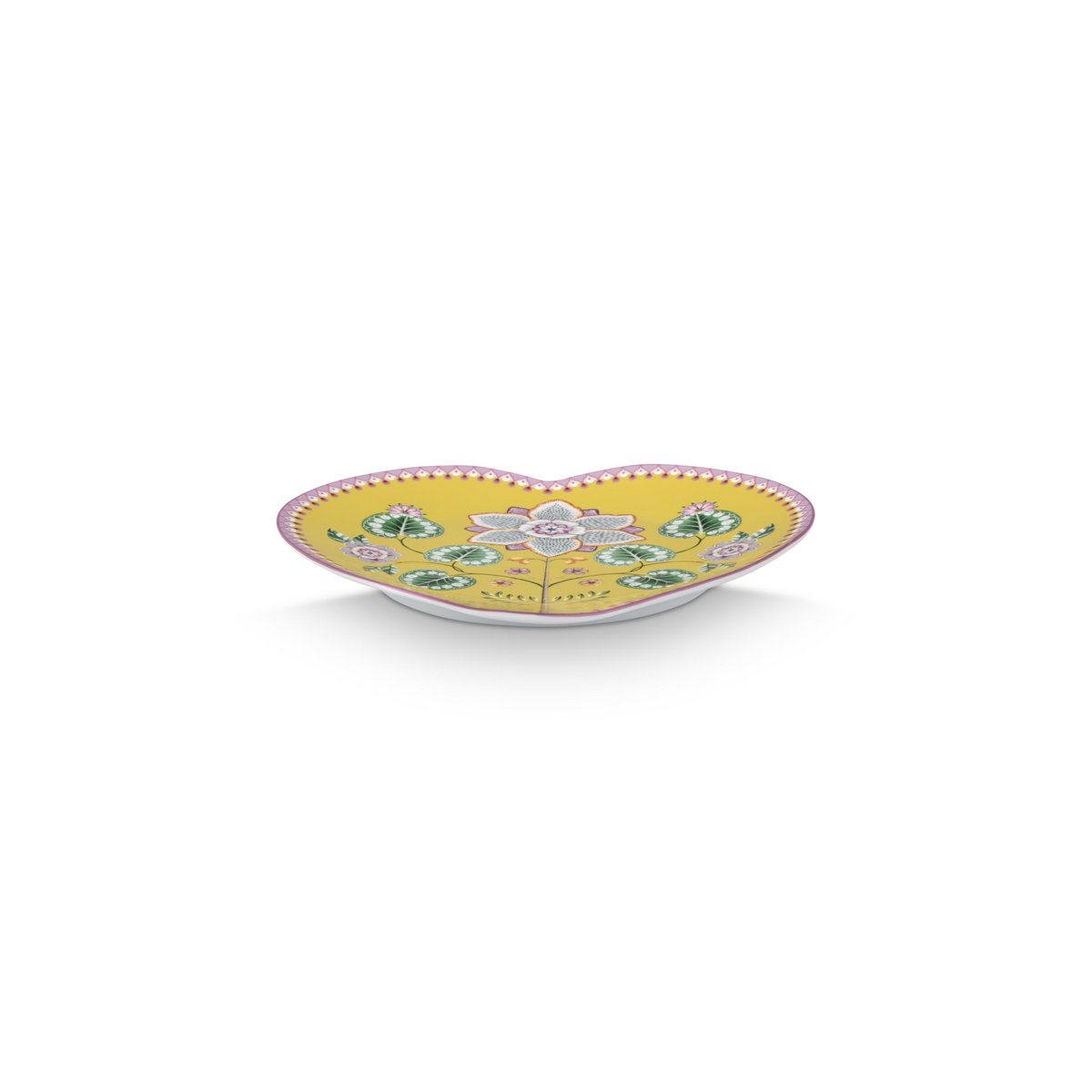 Set/2 Heart Shape Plates Lily&Lotus Yellow 21.5cm
