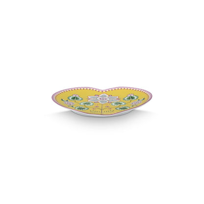 Set/2 Heart Shape Plates Lily&Lotus Yellow 21.5cm