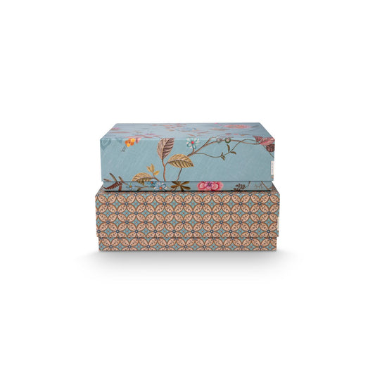 Pip Studio Aufbewahrungsbox Rectangular Blooming Tales Blue-Khaki
