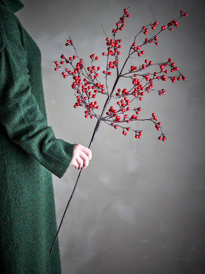 Bloomingville Ilex Stiel, Rot, Künstliche Blumen