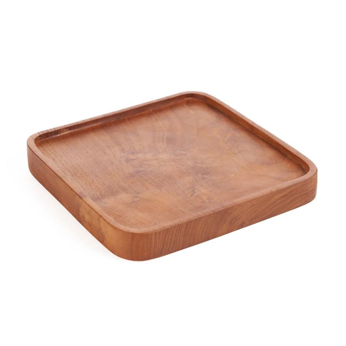 Tablett quadratischer Teller aus Teakholz – Natur – XS