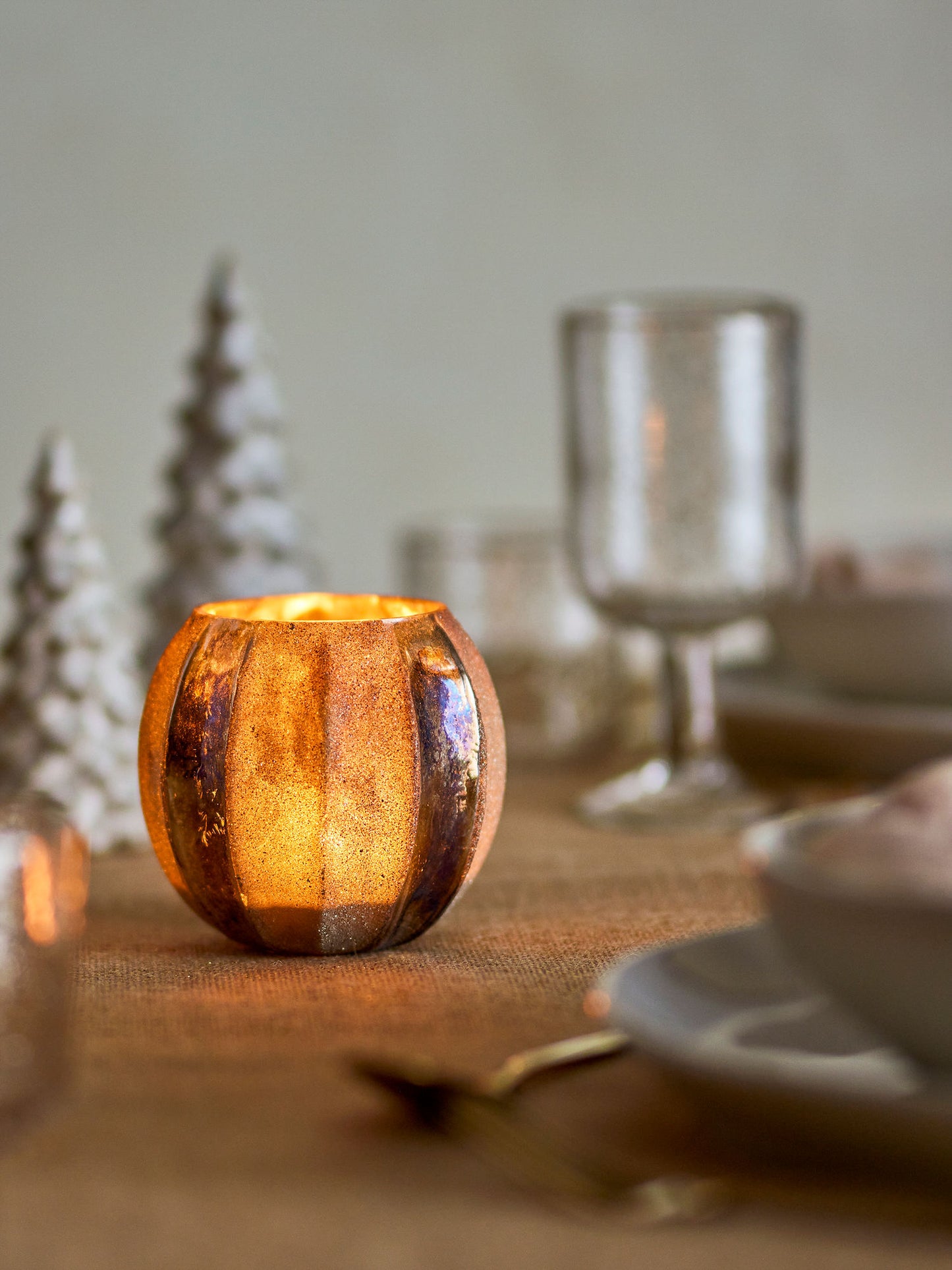 Bloomingville Felecia Teelichthalter, Gold, Recyceltes Glas