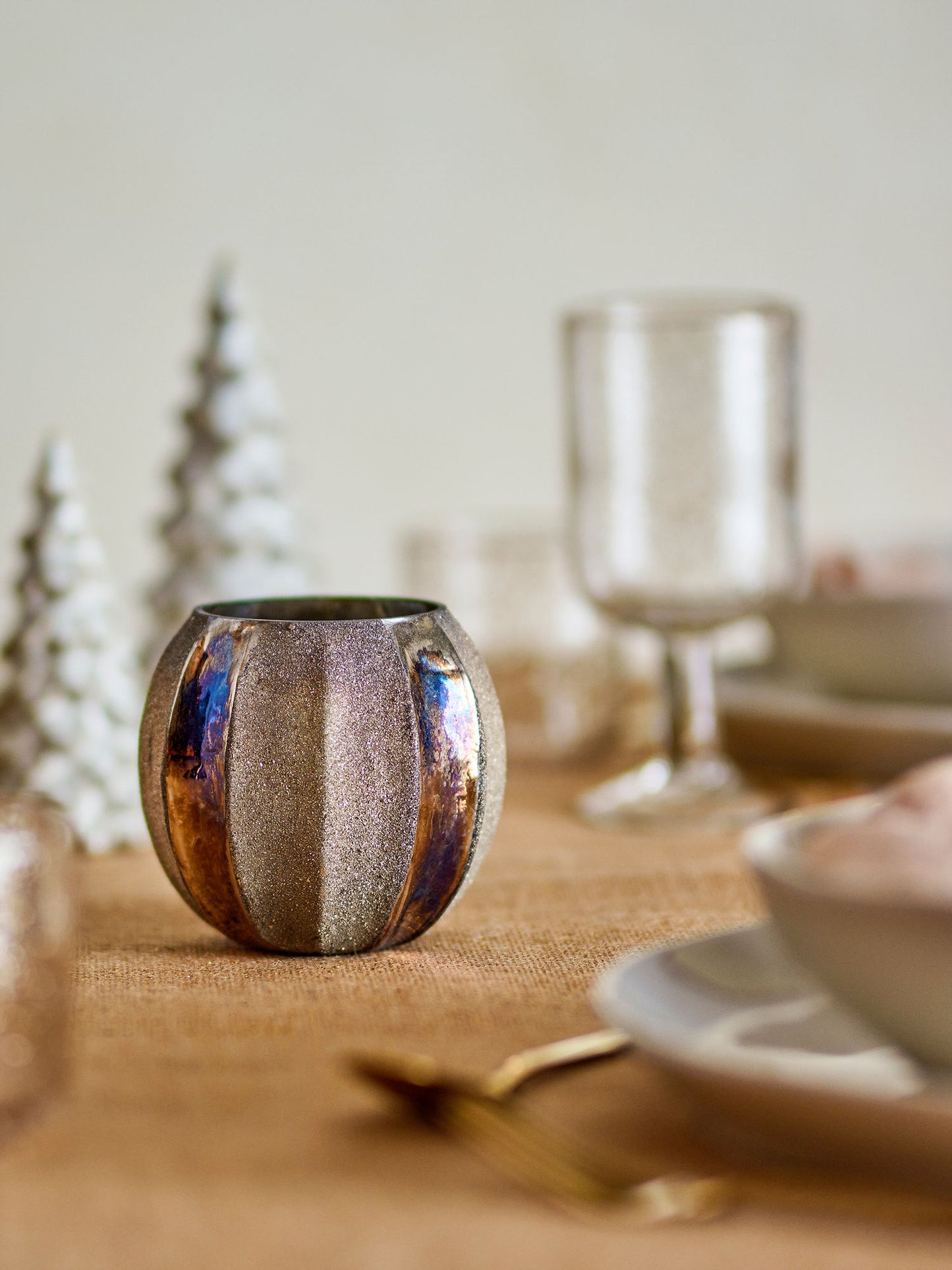 Bloomingville Felecia Teelichthalter, Gold, Recyceltes Glas