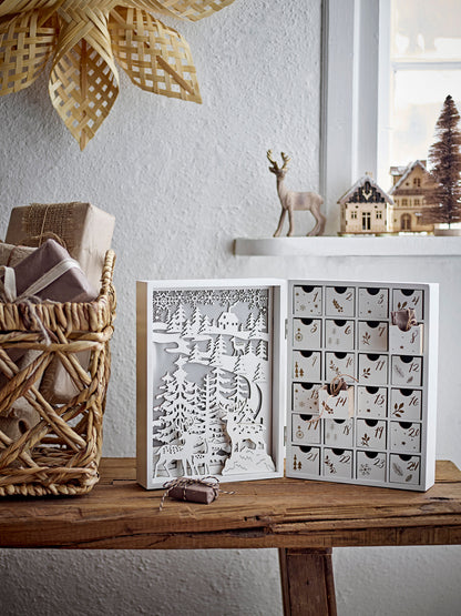 Bloomingville Elimar Kalender mit Licht, Weiß, Sperrholz