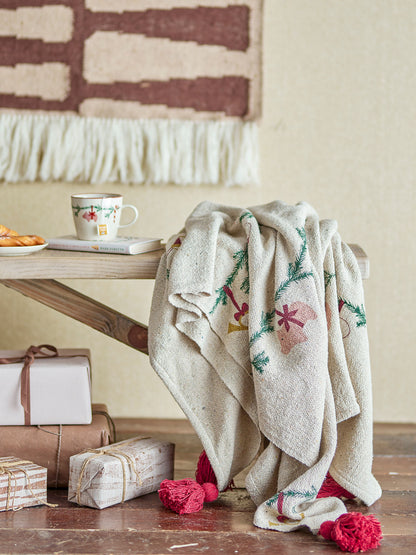 Bloomingville Yule Decke, Natur, Recycelte Baumwolle