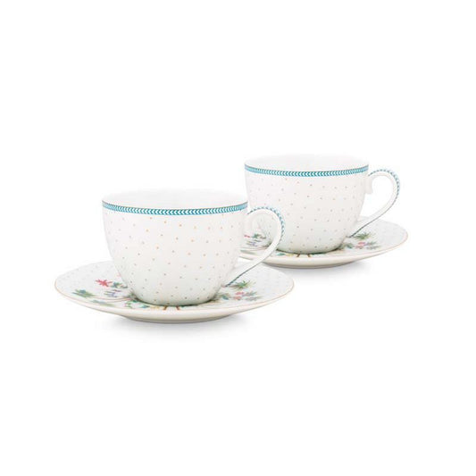 Pip Studio Teetassen und Untertassen Jolie Dots Gold 280ml