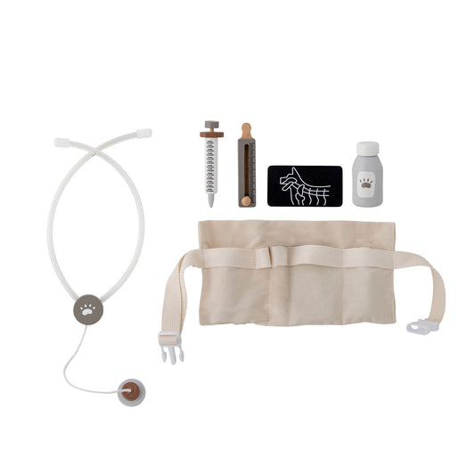 Bloomingville MINI Doran Spielset, Arzt, Grau, FSC®100%, Buche