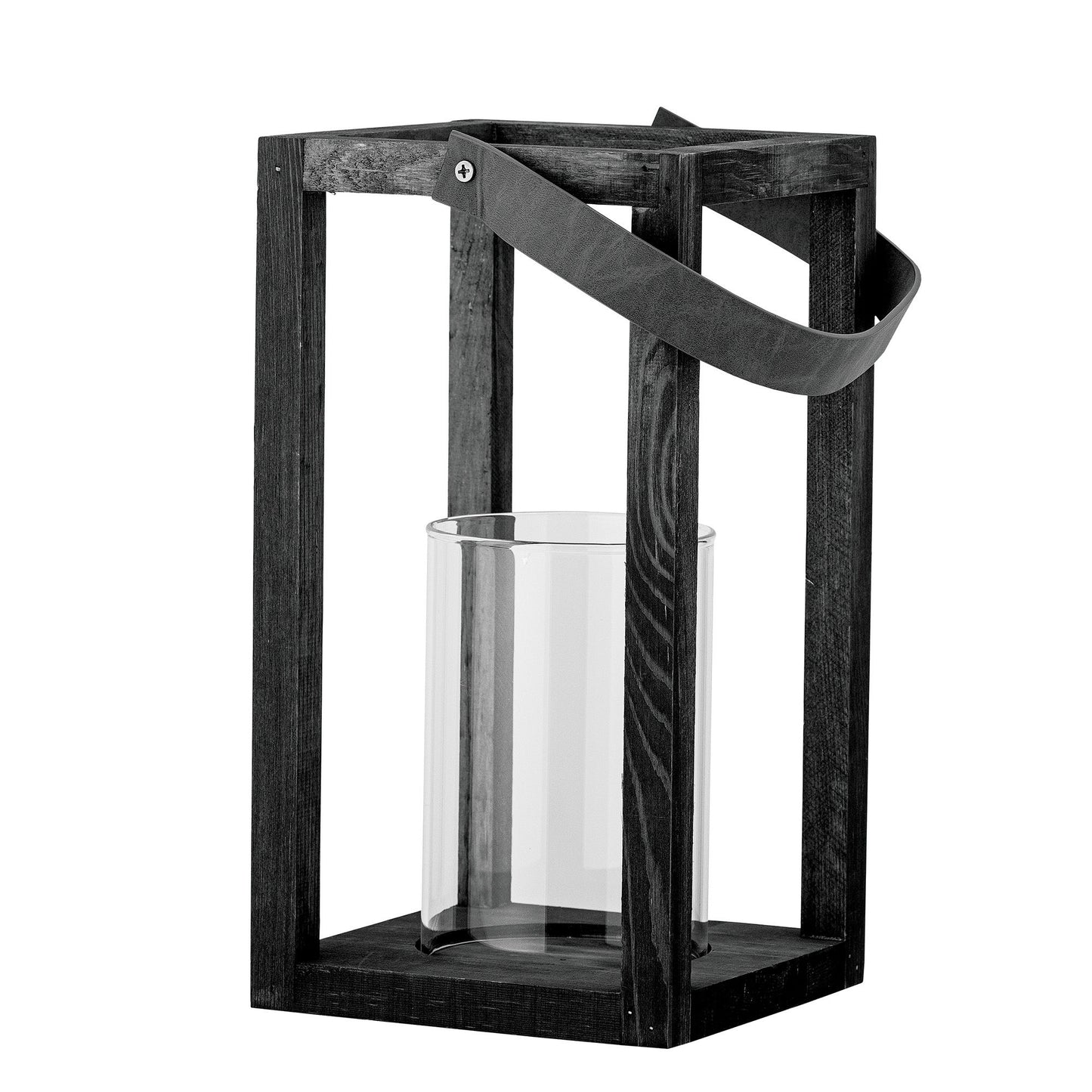 Bloomingville Lyra Laterne mit Glas, Schwarz, Kiefer